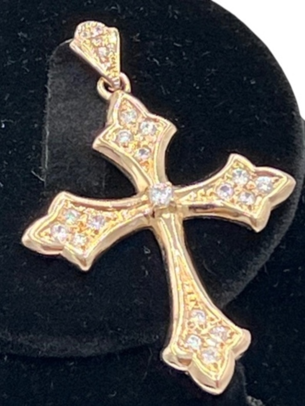 NWOT DAC Signed Gold Over Sterling CZ Large Cross